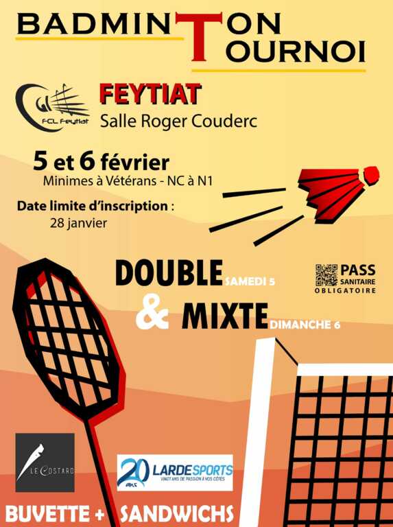 Tournoi Adultes Feytiat - 5 & 6 février 2022 !! 🤩🏸
